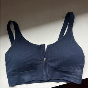 Navy Blue Sport Bra with ZIpper